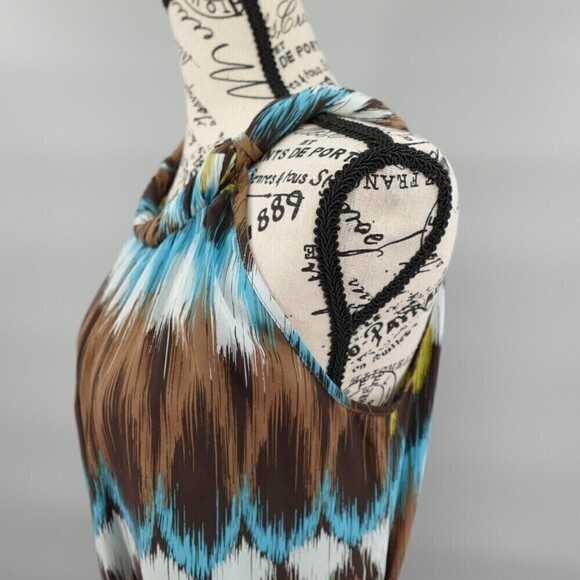 Banana Republic Silk Dress Womens Small Grace Ikat Print Brown Sleeveless Tunic - Picture 12 of 16